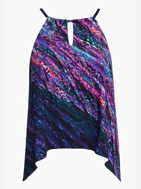 Miraclesuit Purple Teal Mood Ring Peephole Tankini Swimsuit Top Size 8